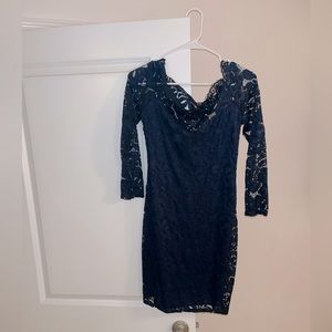 Navy Lace Body Con Dress